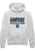 Joseph Karpierz  Rally Xavier Musketeers Mens White NIL Stacked Box Long Sleeve Hoodie