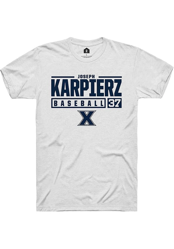 Joseph Karpierz  Xavier Musketeers White Rally NIL Stacked Box Short Sleeve T Shirt