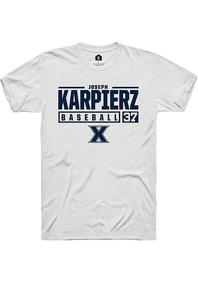 Joseph Karpierz  Xavier Musketeers White Rally NIL Stacked Box Short Sleeve T Shirt