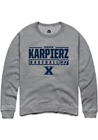 Joseph Karpierz  Rally Xavier Musketeers Mens Graphite NIL Stacked Box Long Sleeve Crew Sweatshirt