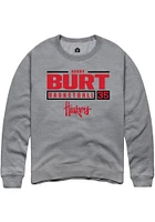 Henry Burt  Rally Nebraska Cornhuskers Mens Graphite NIL Stacked Box Long Sleeve Crew Sweatshirt