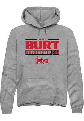 Henry Burt  Rally Nebraska Cornhuskers Mens Graphite NIL Stacked Box Long Sleeve Hoodie