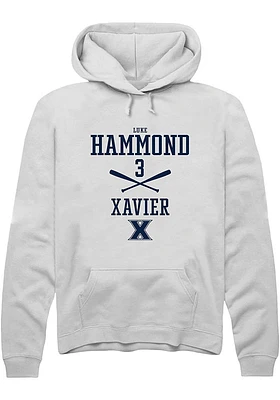 Luke Hammond  Rally Xavier Musketeers Mens White NIL Sport Icon Long Sleeve Hoodie