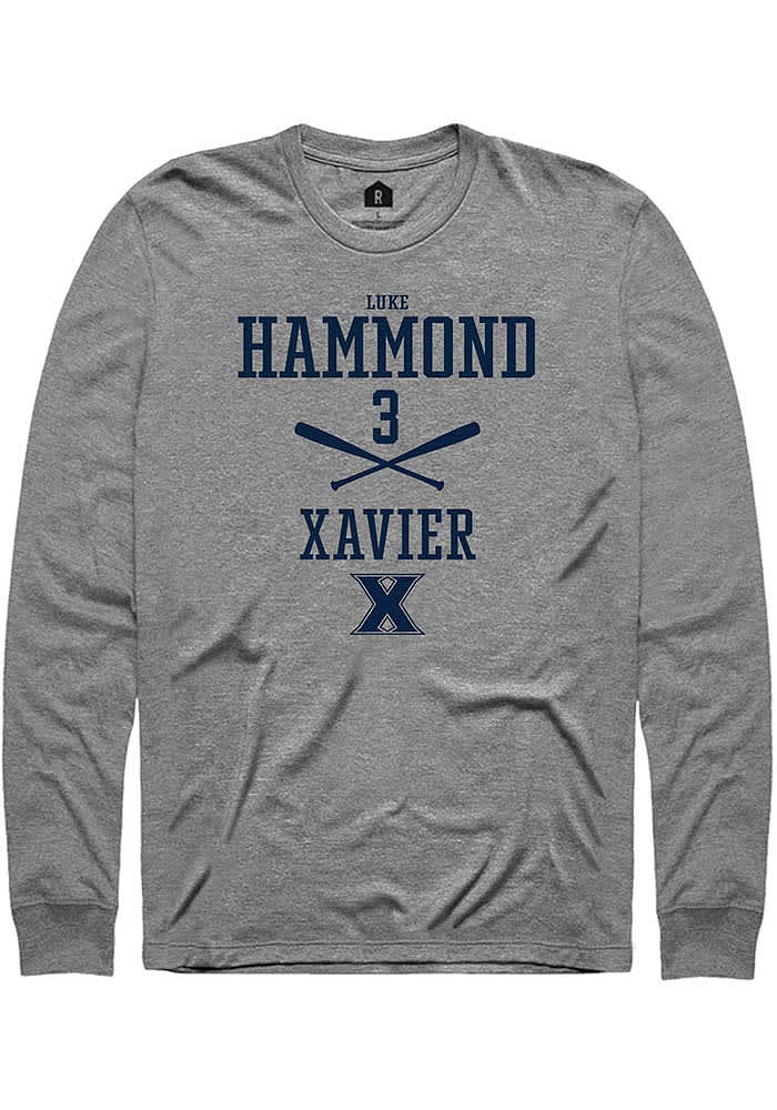 Luke Hammond  Xavier Musketeers Graphite Rally NIL Sport Icon Long Sleeve T Shirt