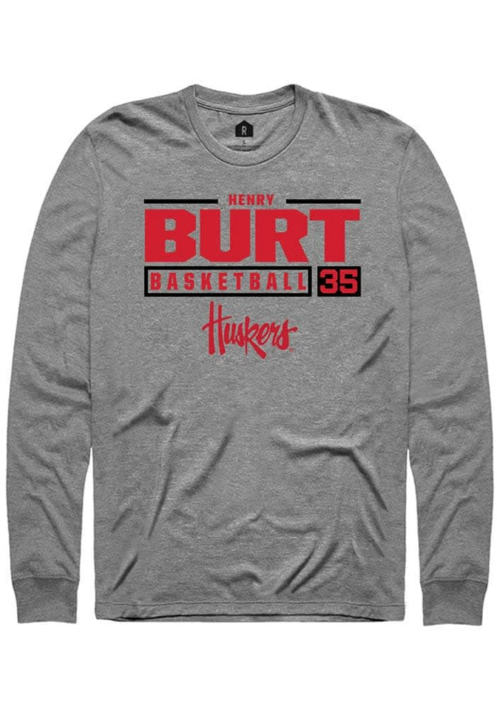 Henry Burt Nebraska Cornhuskers Graphite Rally NIL Stacked Box Long Sleeve T Shirt