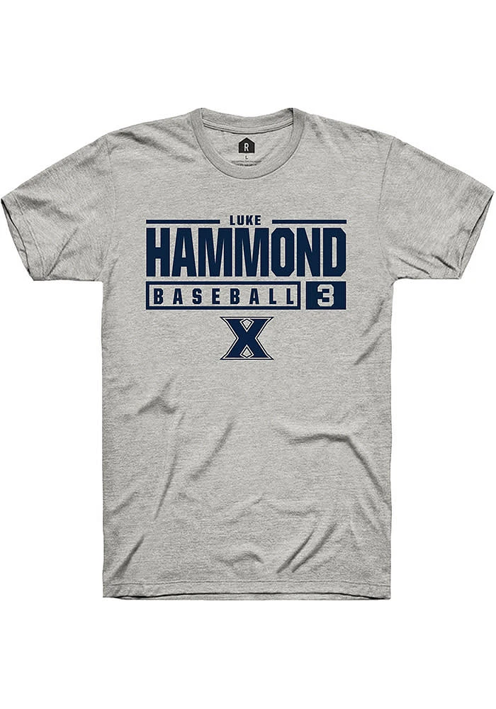 Luke Hammond  Xavier Musketeers Ash Rally NIL Stacked Box Short Sleeve T Shirt