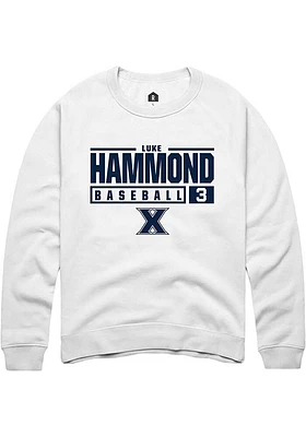 Luke Hammond Rally Xavier Musketeers Mens NIL Stacked Box Long Sleeve Crew Sweatshirt