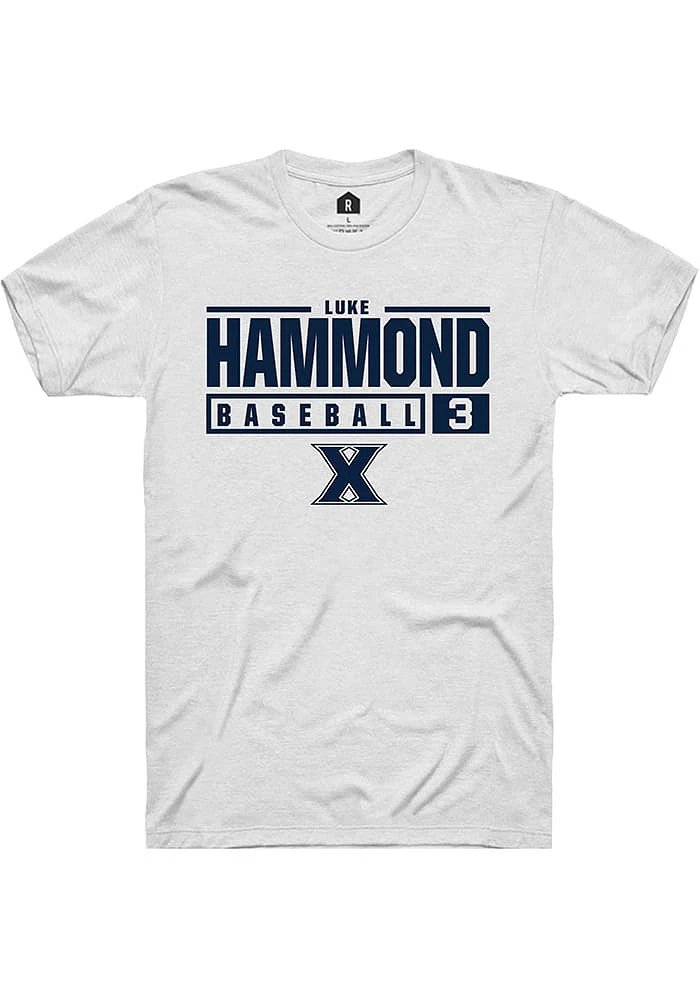 Luke Hammond  Xavier Musketeers White Rally NIL Stacked Box Short Sleeve T Shirt