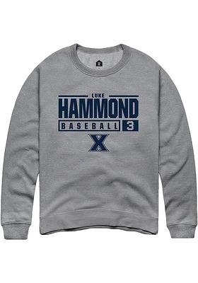 Luke Hammond  Rally Xavier Musketeers Mens Graphite NIL Stacked Box Long Sleeve Crew Sweatshirt