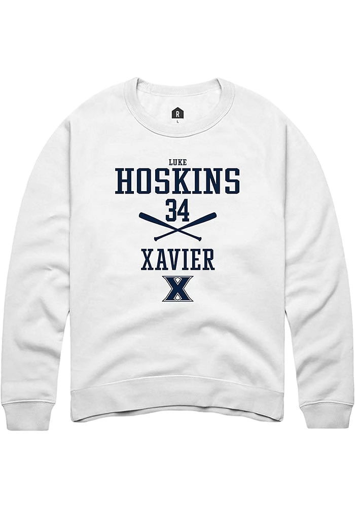 Luke Hoskins Rally Xavier Musketeers Mens NIL Sport Icon Long Sleeve Crew Sweatshirt