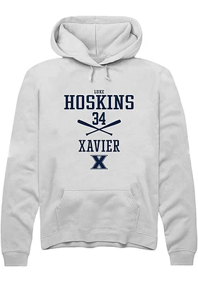 Luke Hoskins  Rally Xavier Musketeers Mens White NIL Sport Icon Long Sleeve Hoodie