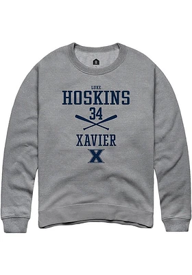 Luke Hoskins  Rally Xavier Musketeers Mens Graphite NIL Sport Icon Long Sleeve Crew Sweatshirt