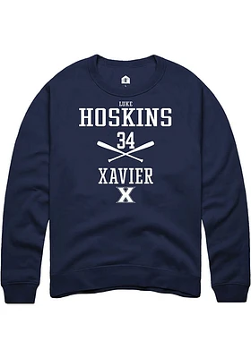 Luke Hoskins  Rally Xavier Musketeers Mens Navy Blue NIL Sport Icon Long Sleeve Crew Sweatshirt