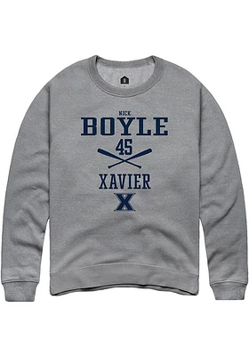 Nick Boyle  Rally Xavier Musketeers Mens Graphite NIL Sport Icon Long Sleeve Crew Sweatshirt