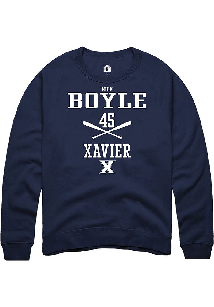 Nick Boyle  Rally Xavier Musketeers Mens Navy Blue NIL Sport Icon Long Sleeve Crew Sweatshirt