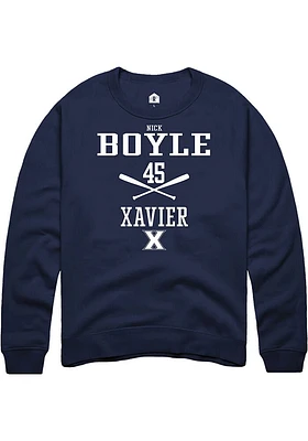 Nick Boyle  Rally Xavier Musketeers Mens Navy Blue NIL Sport Icon Long Sleeve Crew Sweatshirt