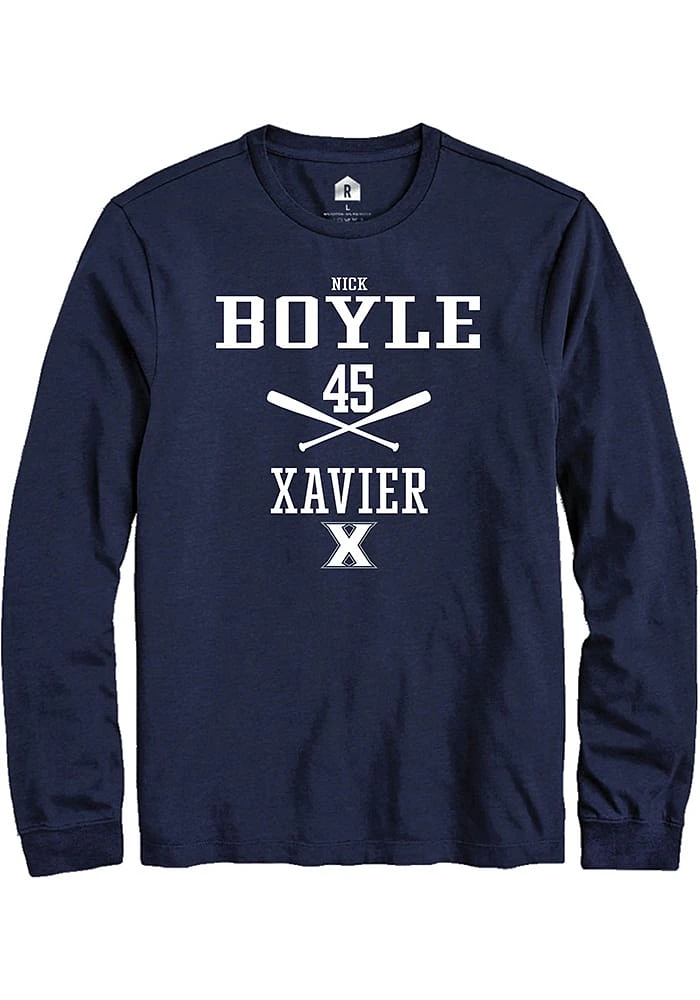 Nick Boyle  Xavier Musketeers Navy Blue Rally NIL Sport Icon Long Sleeve T Shirt