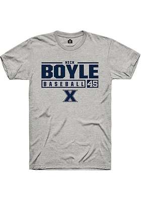 Nick Boyle  Xavier Musketeers Ash Rally NIL Stacked Box Short Sleeve T Shirt