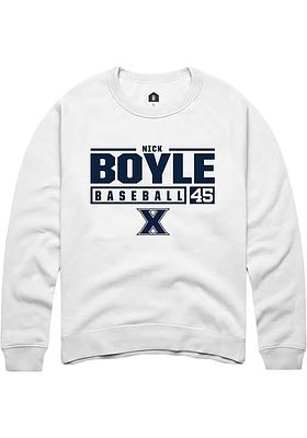 Nick Boyle Rally Xavier Musketeers Mens NIL Stacked Box Long Sleeve Crew Sweatshirt