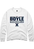 Nick Boyle  Rally Xavier Musketeers Mens White NIL Stacked Box Long Sleeve Crew Sweatshirt