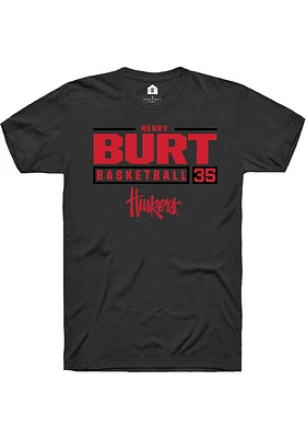 Henry Burt  Nebraska Cornhuskers Black Rally NIL Stacked Box Short Sleeve T Shirt