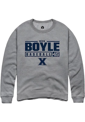 Nick Boyle  Rally Xavier Musketeers Mens Graphite NIL Stacked Box Long Sleeve Crew Sweatshirt