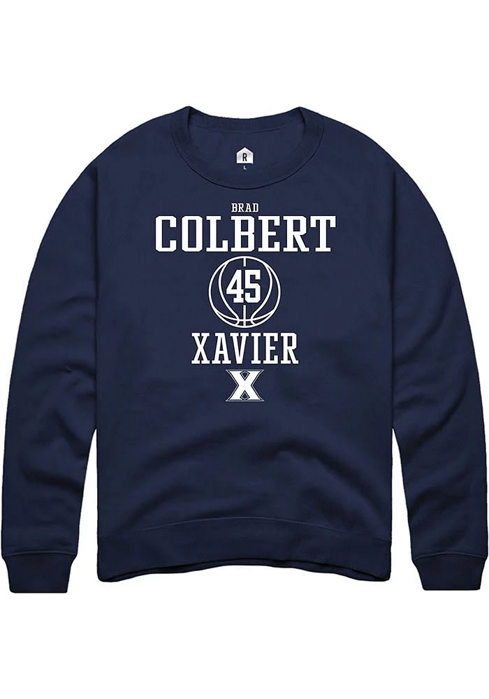 Brad Colbert  Rally Xavier Musketeers Mens Navy Blue NIL Sport Icon Long Sleeve Crew Sweatshirt