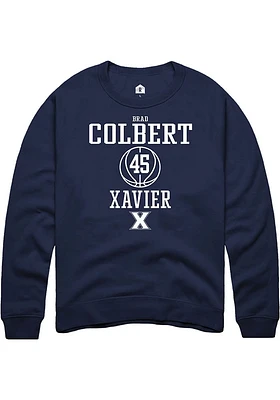 Brad Colbert  Rally Xavier Musketeers Mens Navy Blue NIL Sport Icon Long Sleeve Crew Sweatshirt