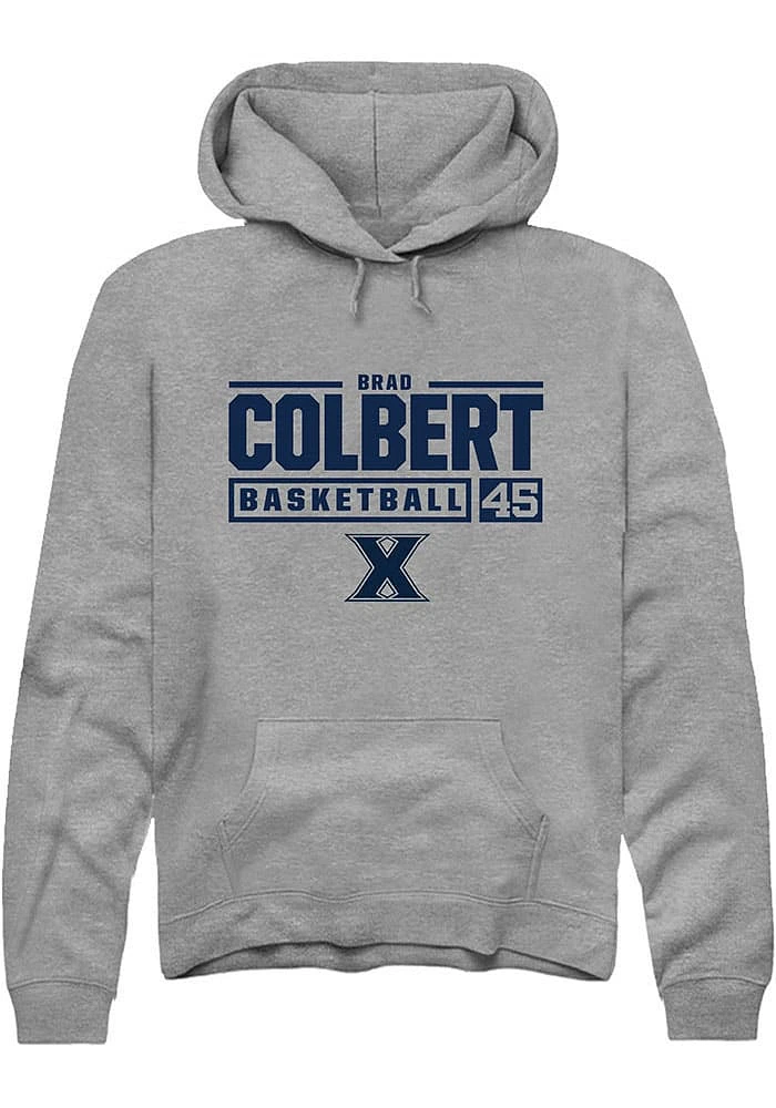 Brad Colbert  Rally Xavier Musketeers Mens Graphite NIL Stacked Box Long Sleeve Hoodie