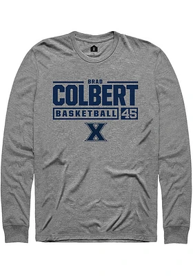 Brad Colbert  Xavier Musketeers Graphite Rally NIL Stacked Box Long Sleeve T Shirt