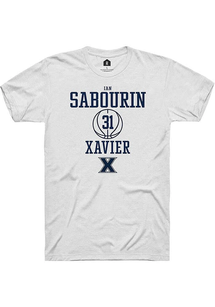 Ian Sabourin  Xavier Musketeers White Rally NIL Sport Icon Short Sleeve T Shirt