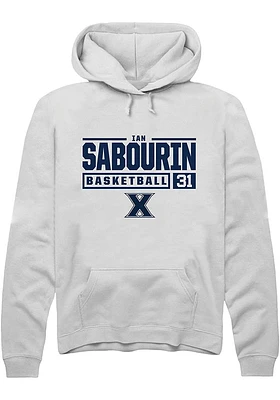 Ian Sabourin  Rally Xavier Musketeers Mens White NIL Stacked Box Long Sleeve Hoodie