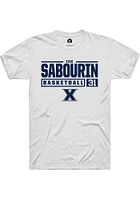 Ian Sabourin  Xavier Musketeers White Rally NIL Stacked Box Short Sleeve T Shirt