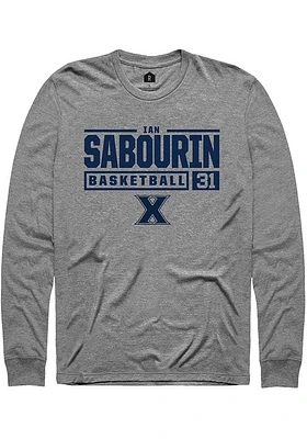 Ian Sabourin  Xavier Musketeers Graphite Rally NIL Stacked Box Long Sleeve T Shirt