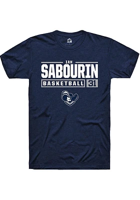 Ian Sabourin  Xavier Musketeers Navy Blue Rally NIL Stacked Box Short Sleeve T Shirt