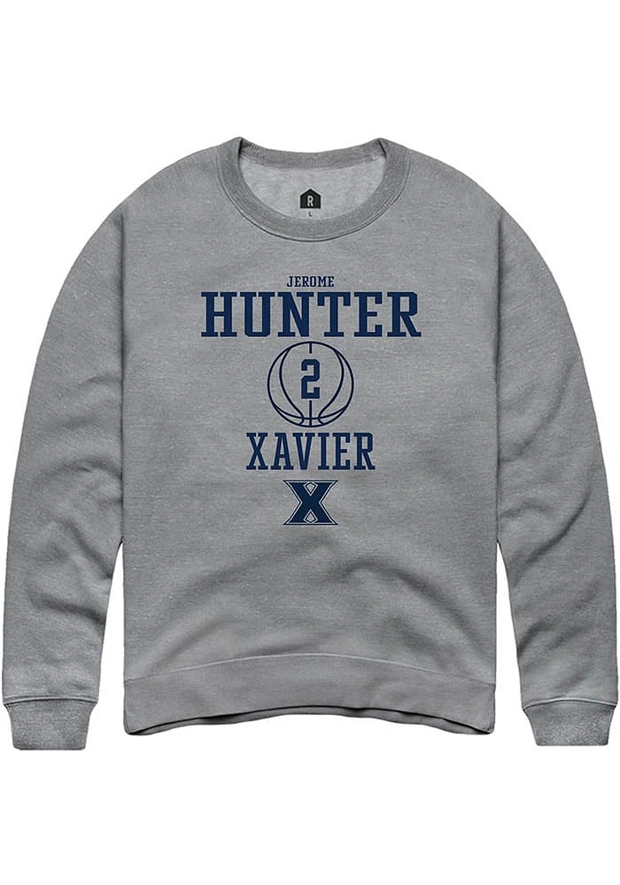 Jerome Hunter  Rally Xavier Musketeers Mens Graphite NIL Sport Icon Long Sleeve Crew Sweatshirt