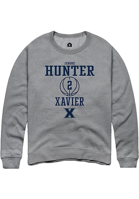 Jerome Hunter  Rally Xavier Musketeers Mens Graphite NIL Sport Icon Long Sleeve Crew Sweatshirt