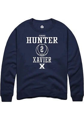 Jerome Hunter  Rally Xavier Musketeers Mens Navy Blue NIL Sport Icon Long Sleeve Crew Sweatshirt