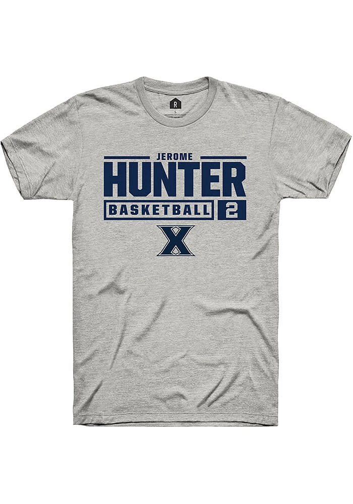 Jerome Hunter  Xavier Musketeers Ash Rally NIL Stacked Box Short Sleeve T Shirt