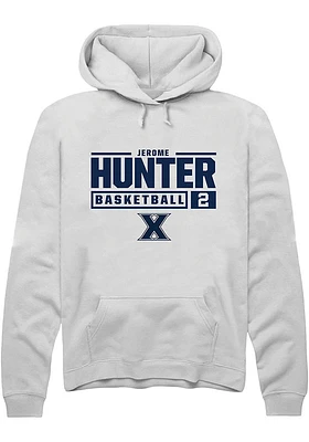 Jerome Hunter  Rally Xavier Musketeers Mens White NIL Stacked Box Long Sleeve Hoodie