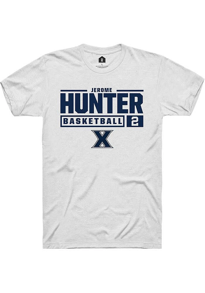 Jerome Hunter  Xavier Musketeers White Rally NIL Stacked Box Short Sleeve T Shirt