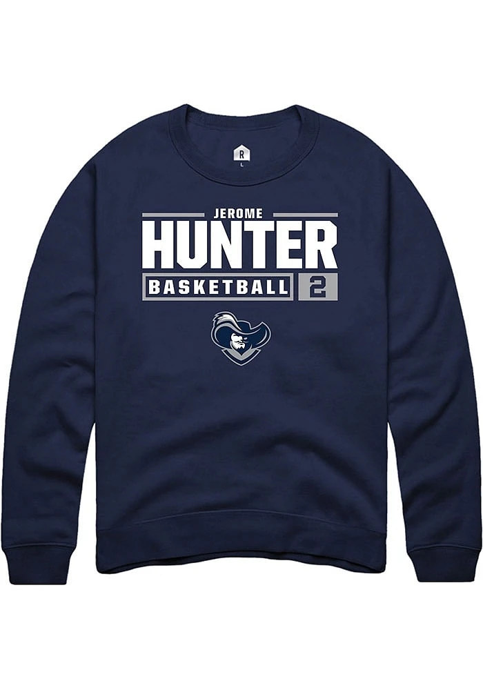 Jerome Hunter  Rally Xavier Musketeers Mens Navy Blue NIL Stacked Box Long Sleeve Crew Sweatshir..