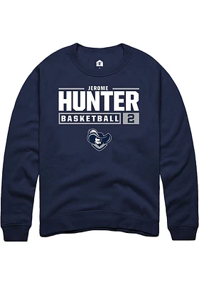 Jerome Hunter  Rally Xavier Musketeers Mens Navy Blue NIL Stacked Box Long Sleeve Crew Sweatshir..