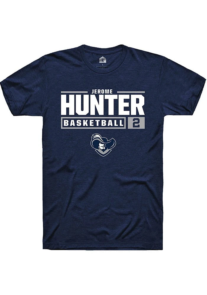 Jerome Hunter  Xavier Musketeers Navy Blue Rally NIL Stacked Box Short Sleeve T Shirt