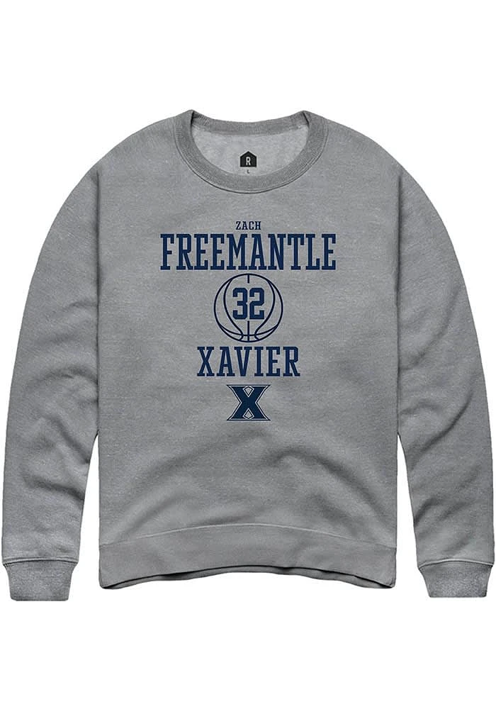 Zach Freemantle  Rally Xavier Musketeers Mens Graphite NIL Sport Icon Long Sleeve Crew Sweatshirt