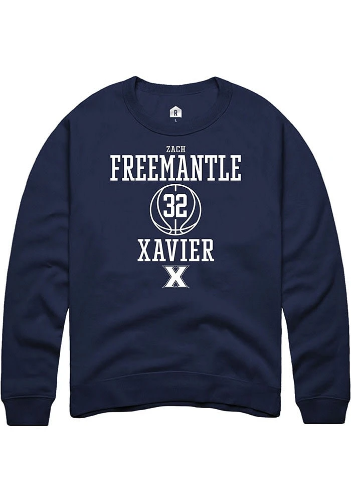 Zach Freemantle  Rally Xavier Musketeers Mens Navy Blue NIL Sport Icon Long Sleeve Crew Sweatshi..