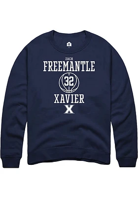 Zach Freemantle  Rally Xavier Musketeers Mens Navy Blue NIL Sport Icon Long Sleeve Crew Sweatshi..