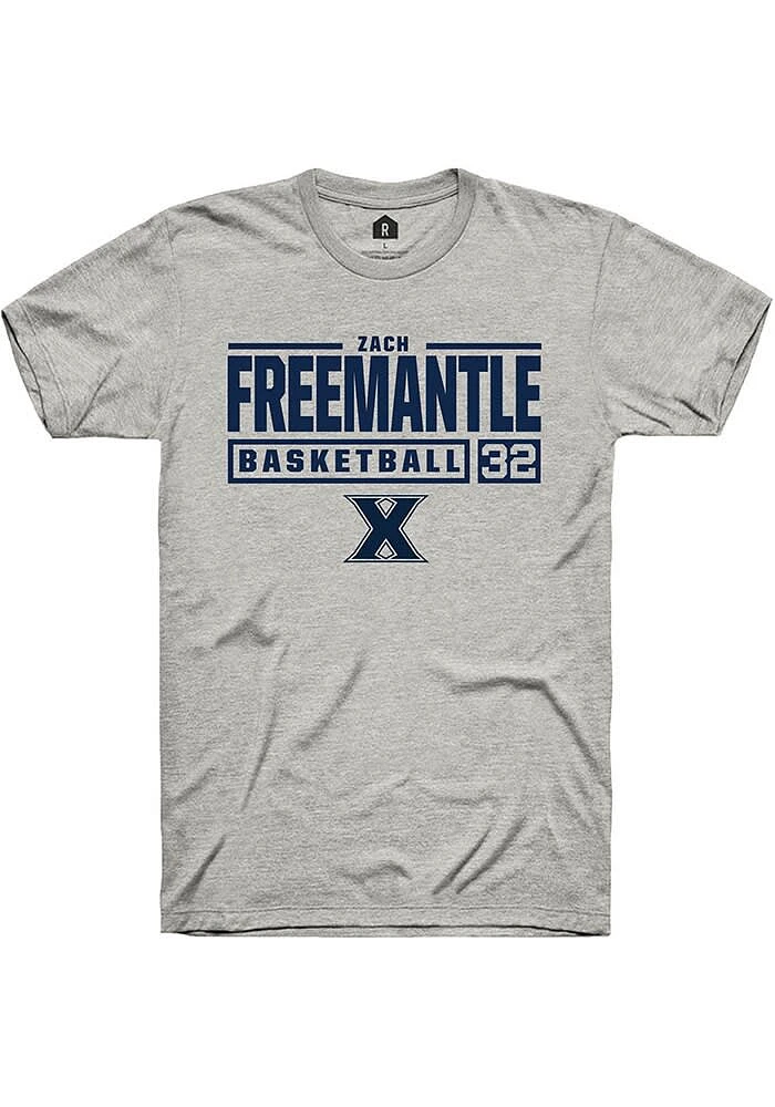 Zach Freemantle  Xavier Musketeers Ash Rally NIL Stacked Box Short Sleeve T Shirt