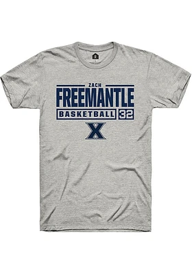 Zach Freemantle  Xavier Musketeers Ash Rally NIL Stacked Box Short Sleeve T Shirt