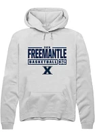 Zach Freemantle  Rally Xavier Musketeers Mens White NIL Stacked Box Long Sleeve Hoodie